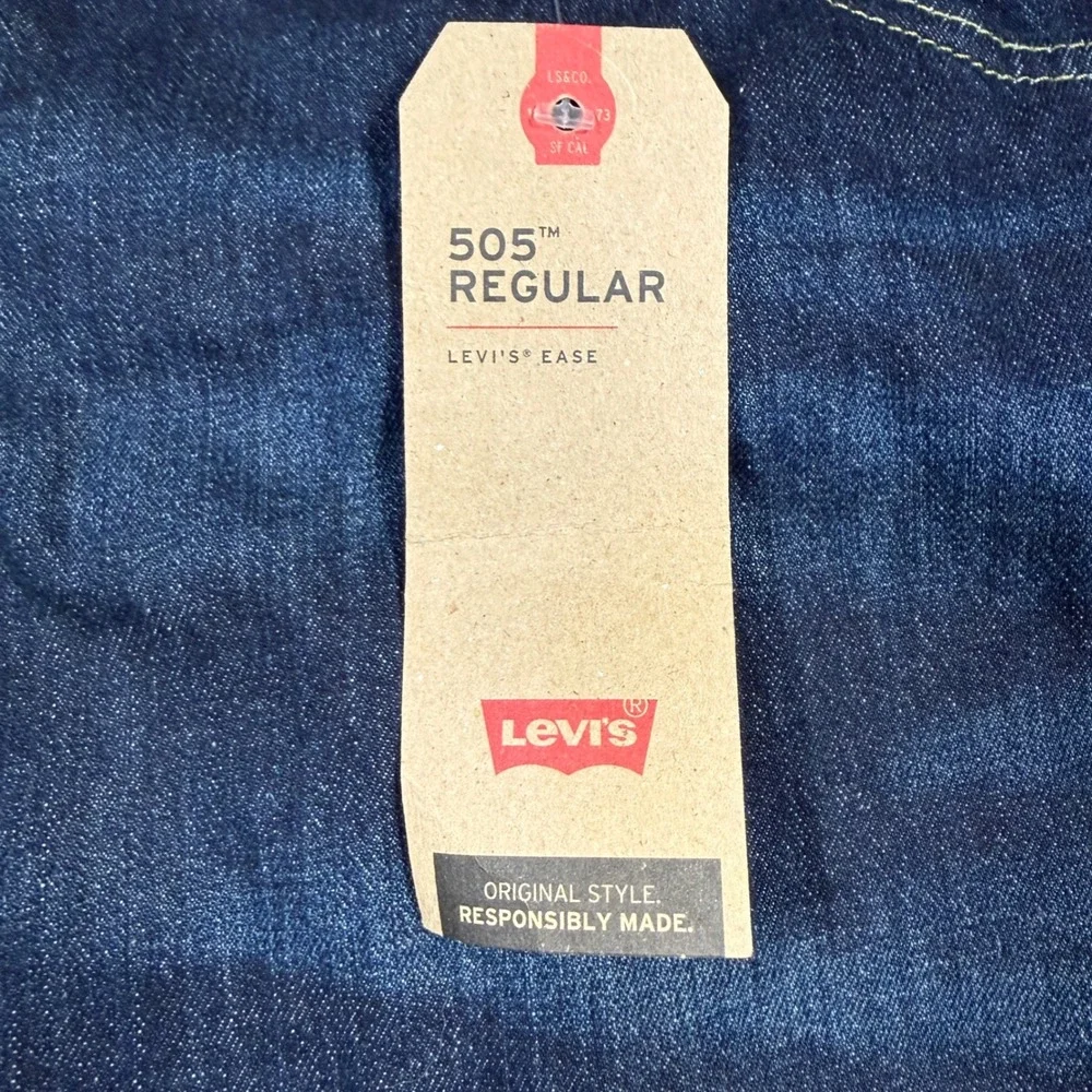 Levi's 505 Regular Mens 54x30 Dark Wash Stretch Big‎ & Tall Jeans NWT